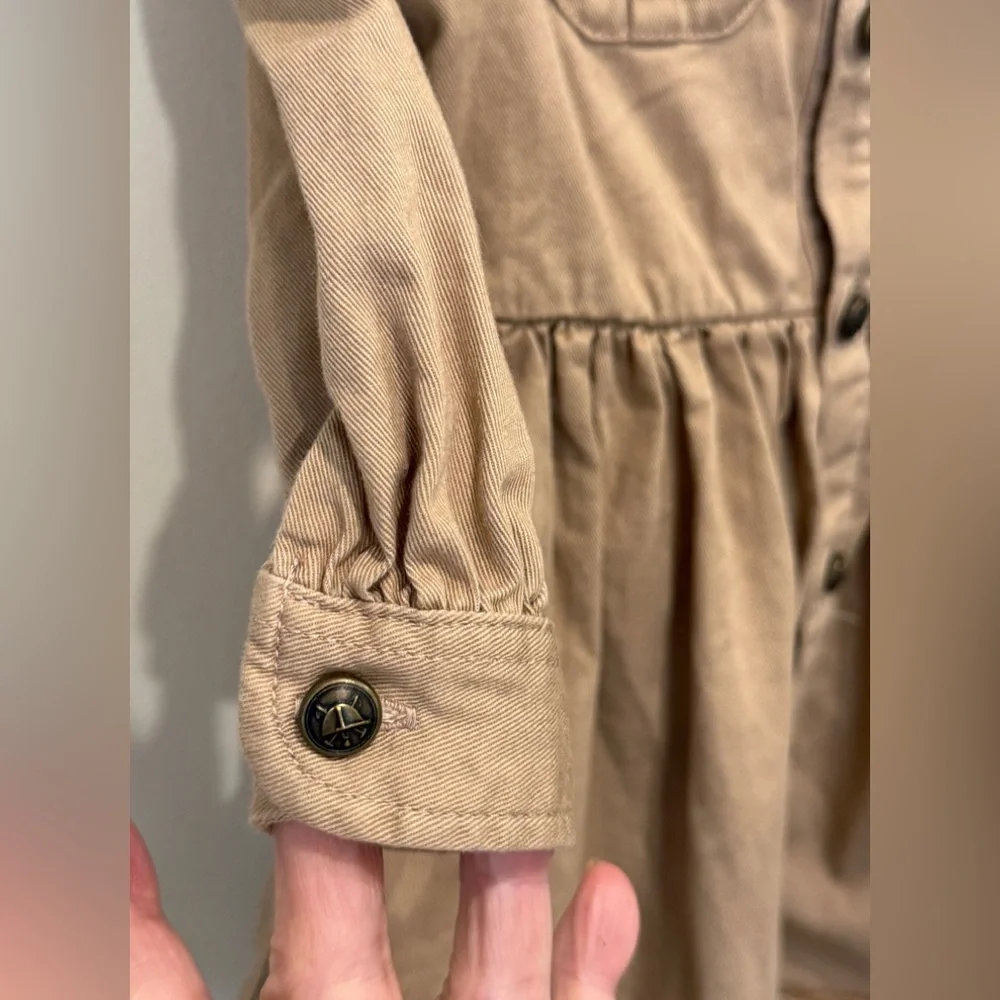 Ralph Lauren Khaki Cotton Long Sl Dress